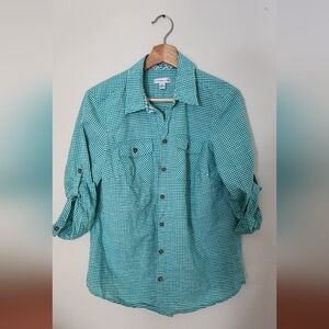 Aqua button down top